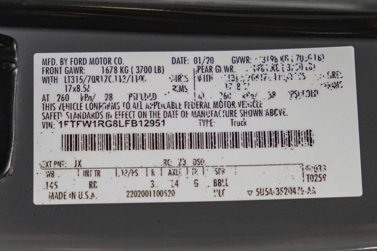 Used 2020 Ford F150 Raptor w/ Equipment Group 802A Luxury image 69