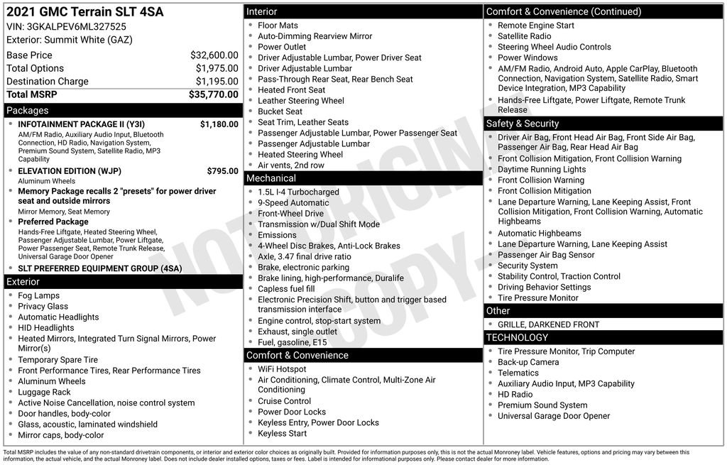 Used 2021 GMC Terrain SLT w/ Infotainment Package II FWD image 40