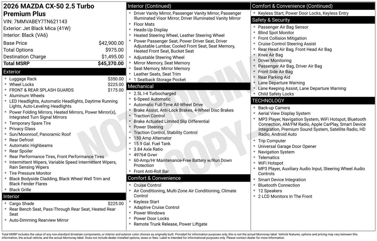 New 2026 MAZDA CX-50 2.5 Turbo w/ Premium Plus Pkg AWD/4WD image 22