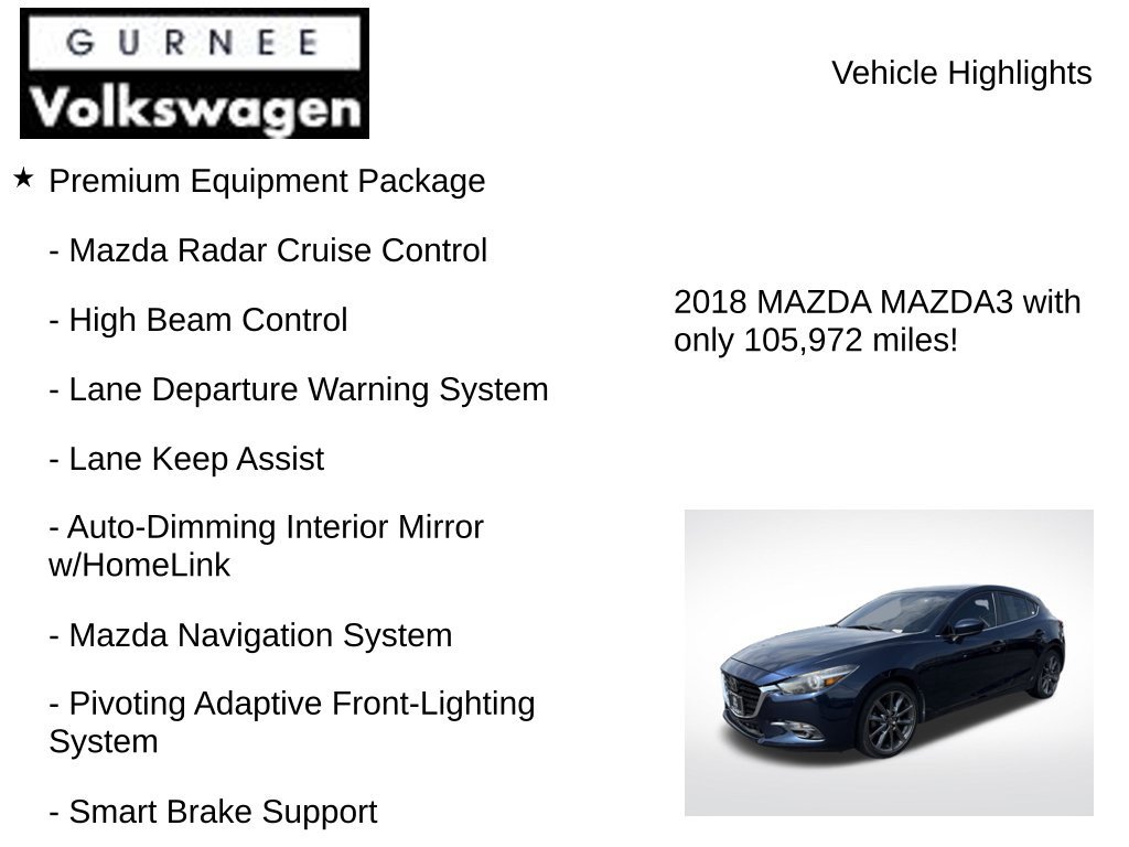 Used 2018 MAZDA MAZDA3 Grand Touring w/ Premium Equipment Package FWD image 7