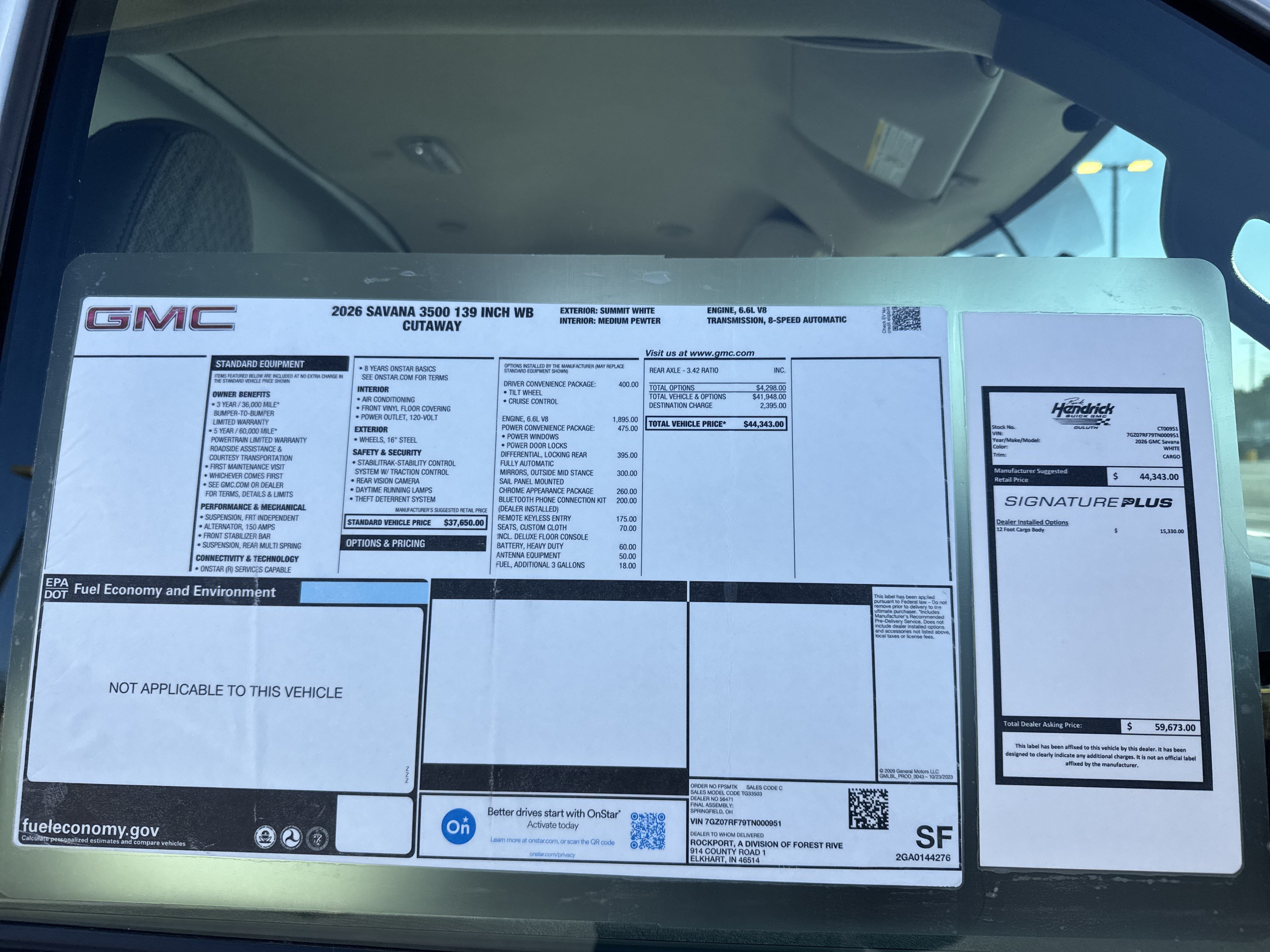 New 2026 GMC Savana 3500 w/ Power Convenience Package RWD image 36