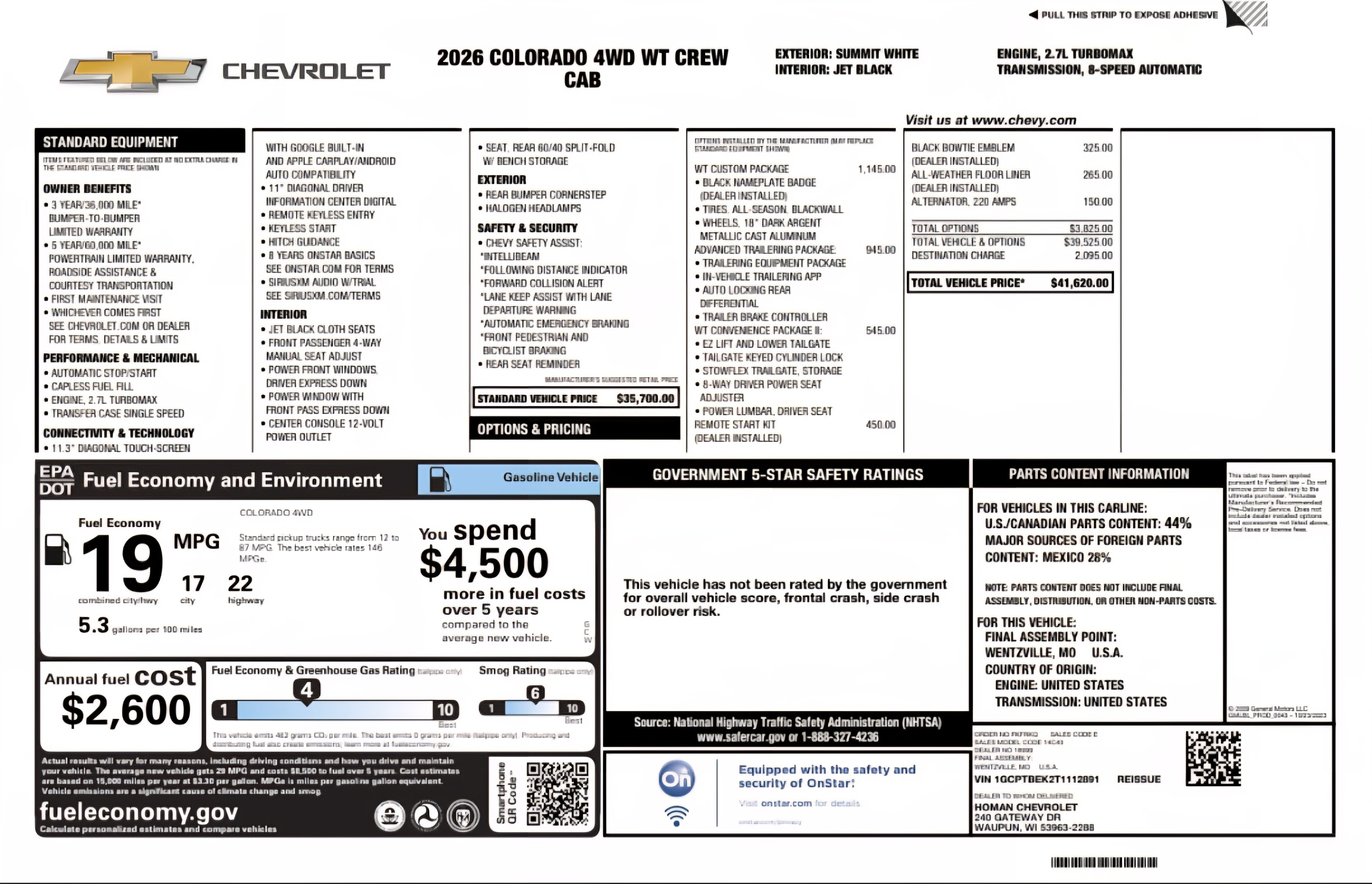 New 2026 Chevrolet Colorado W/T w/ WT Custom Package image 5