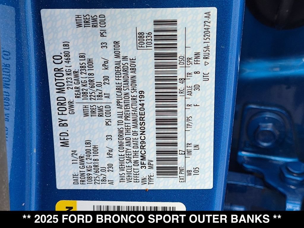 Used 2025 Ford Bronco Sport Outer Banks w/ Outer Banks Tech Package+ AWD/4WD image 31
