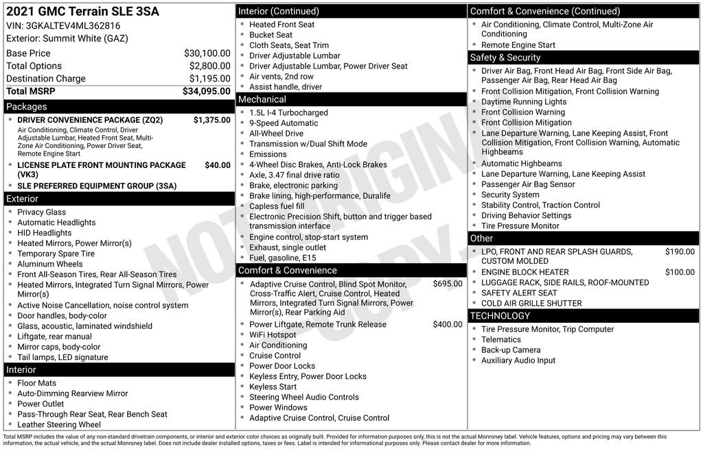 Used 2021 GMC Terrain SLE w/ Driver Convenience Package image 19