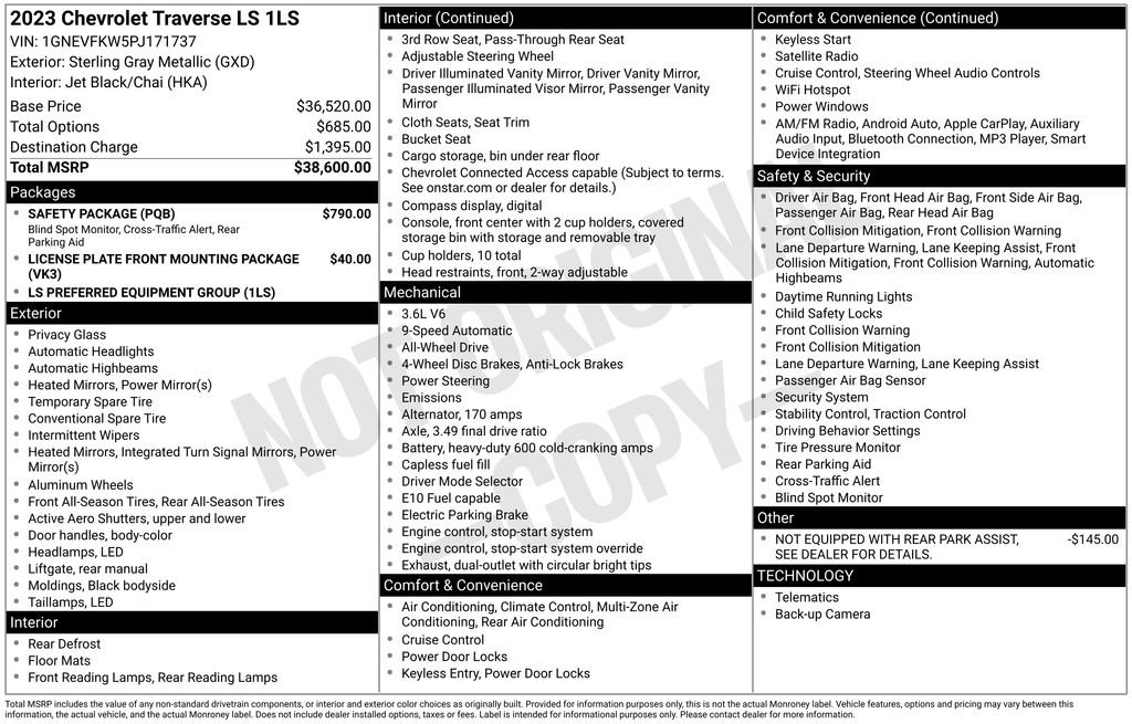 Used 2023 Chevrolet Traverse LS w/ Safety Package image 17