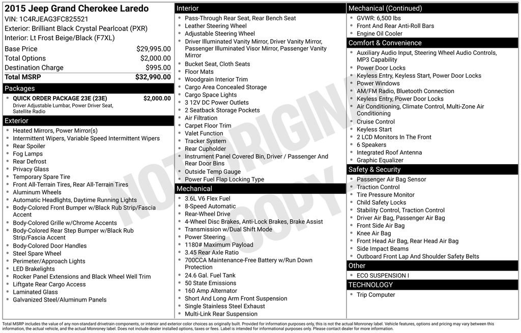 Used 2015 Jeep Grand Cherokee Laredo w/ Quick Order Package 23E image 8