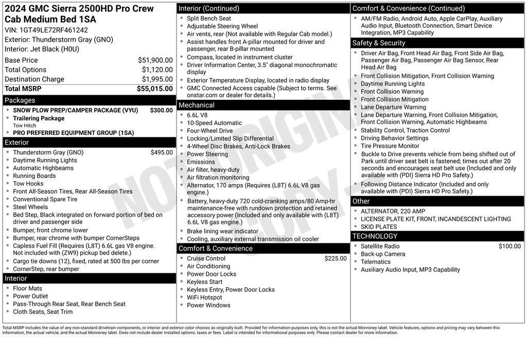 Used 2024 GMC Sierra 2500 Pro w/ Snow Plow Prep/Camper Package AWD/4WD image 15