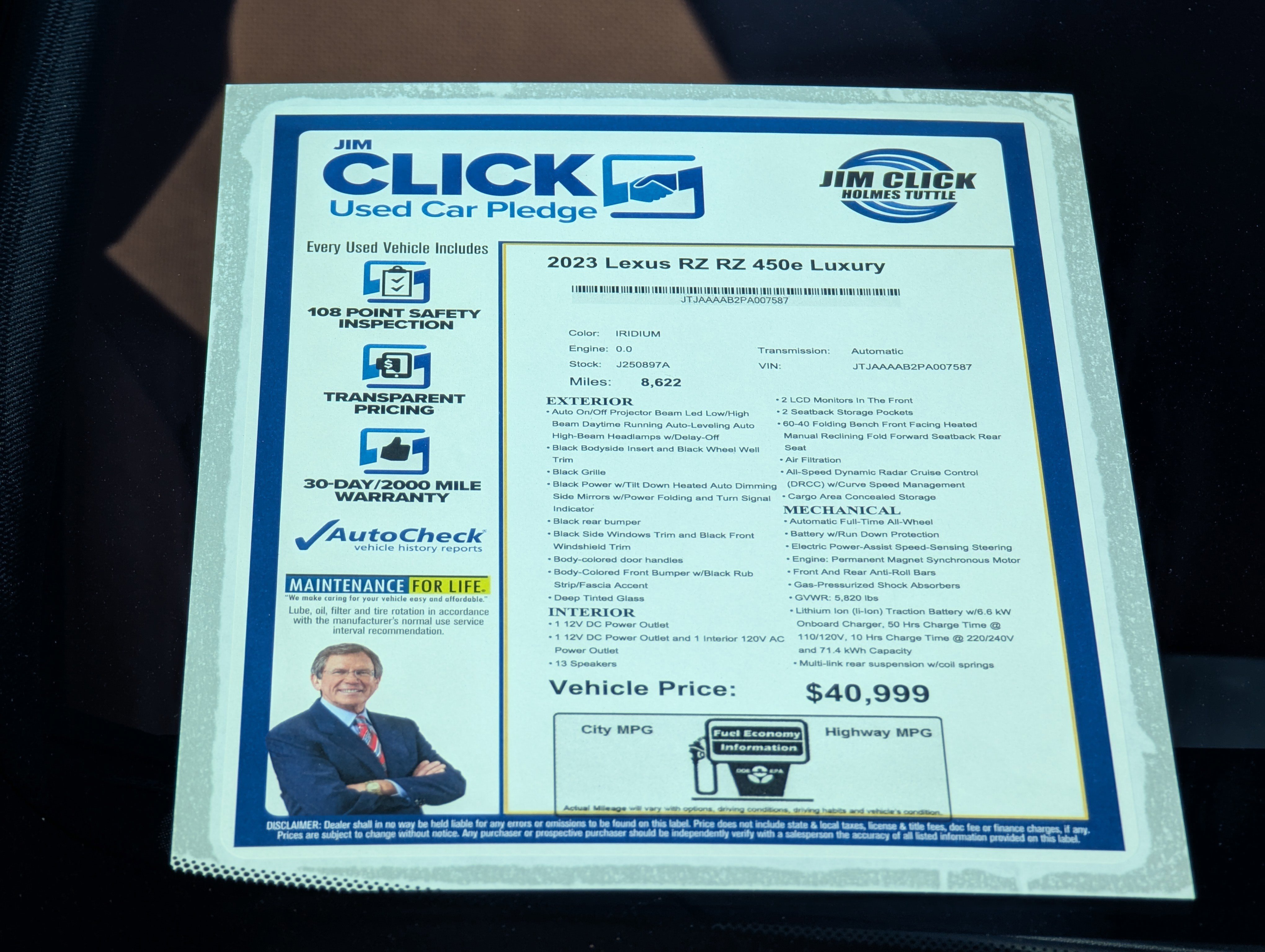 Used 2023 Lexus RZ 450e Premium w/ Accessory Package (Z1) image 14