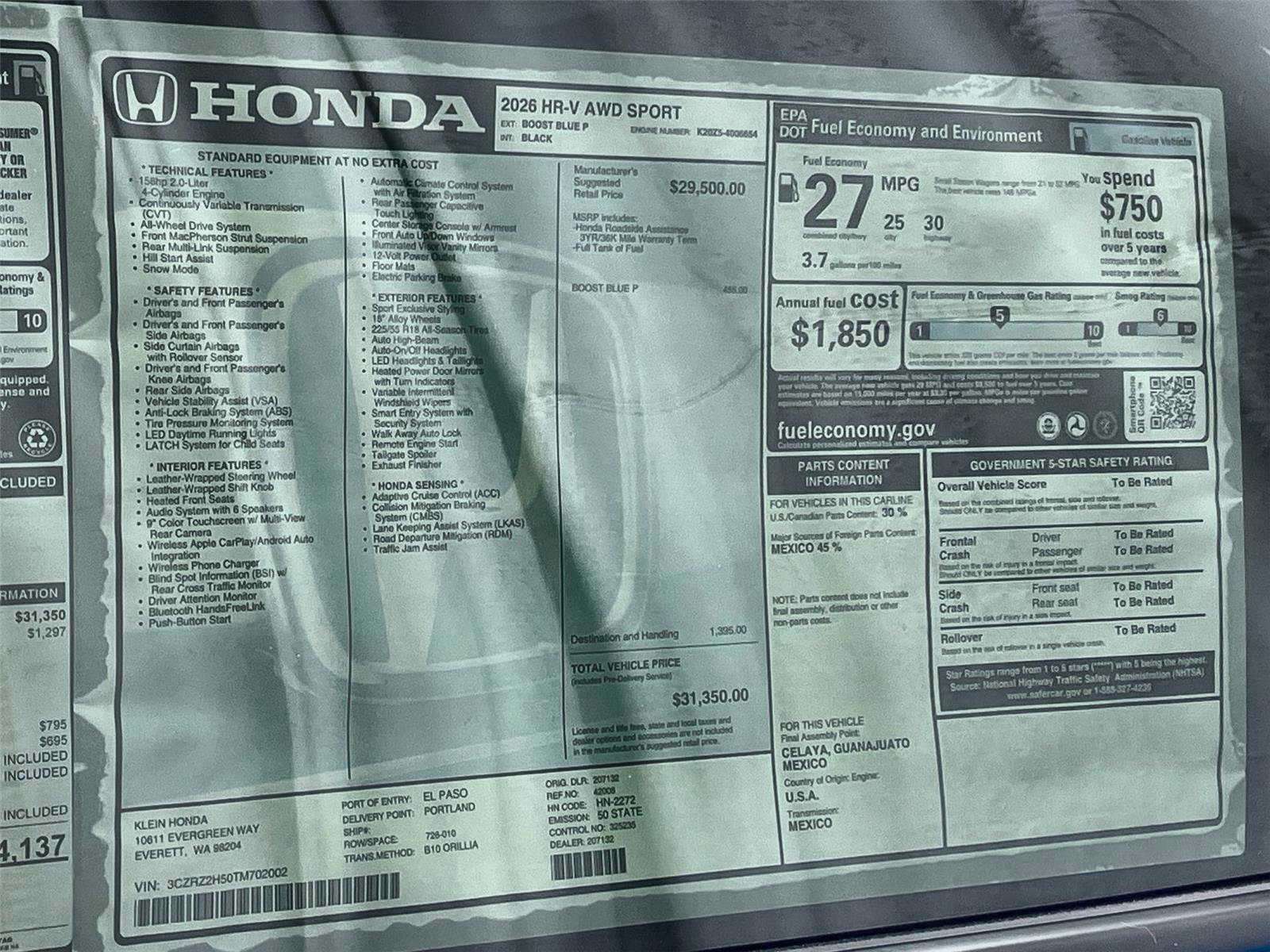 New 2026 Honda HR-V Sport image 31