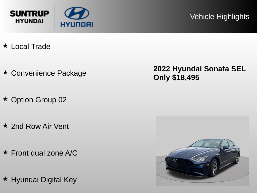 Used 2022 Hyundai Sonata SEL w/ Convenience Package FWD image 8