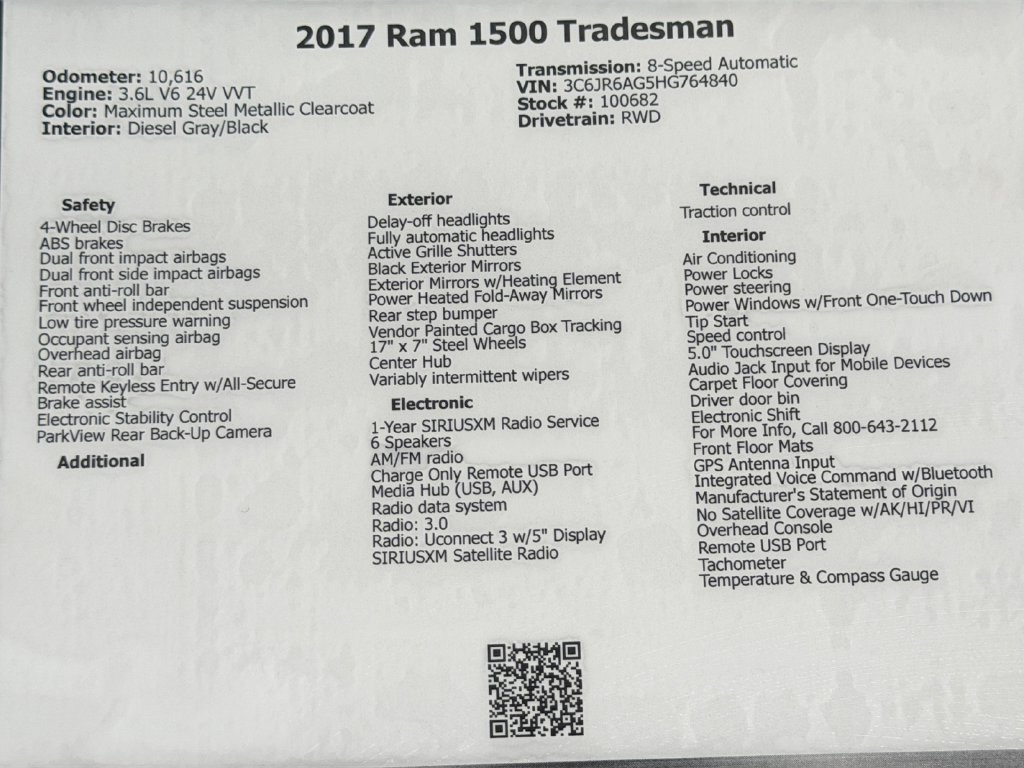 Used 2017 RAM 1500 Tradesman w/ Power & Remote Entry Group RWD image 39