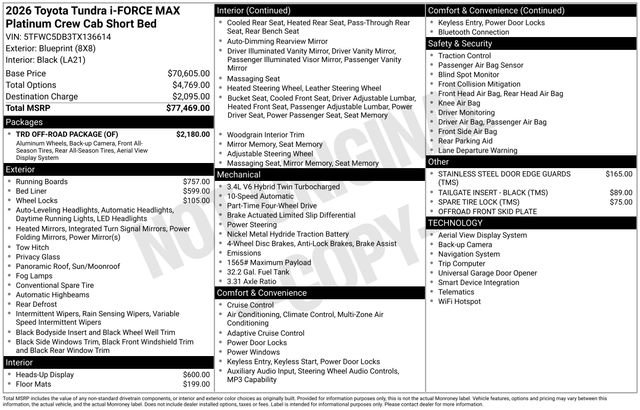New 2026 Toyota Tundra Platinum w/ TRD Off-Road Package AWD/4WD image 30
