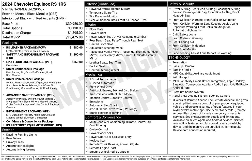 Used 2024 Chevrolet Equinox RS w/ RS Leather Package FWD image 9