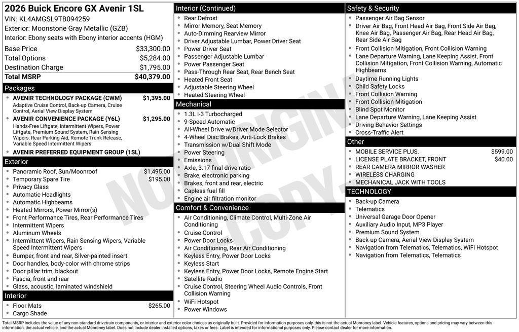 New 2026 Buick Encore GX Avenir w/ Avenir Technology Package image 9