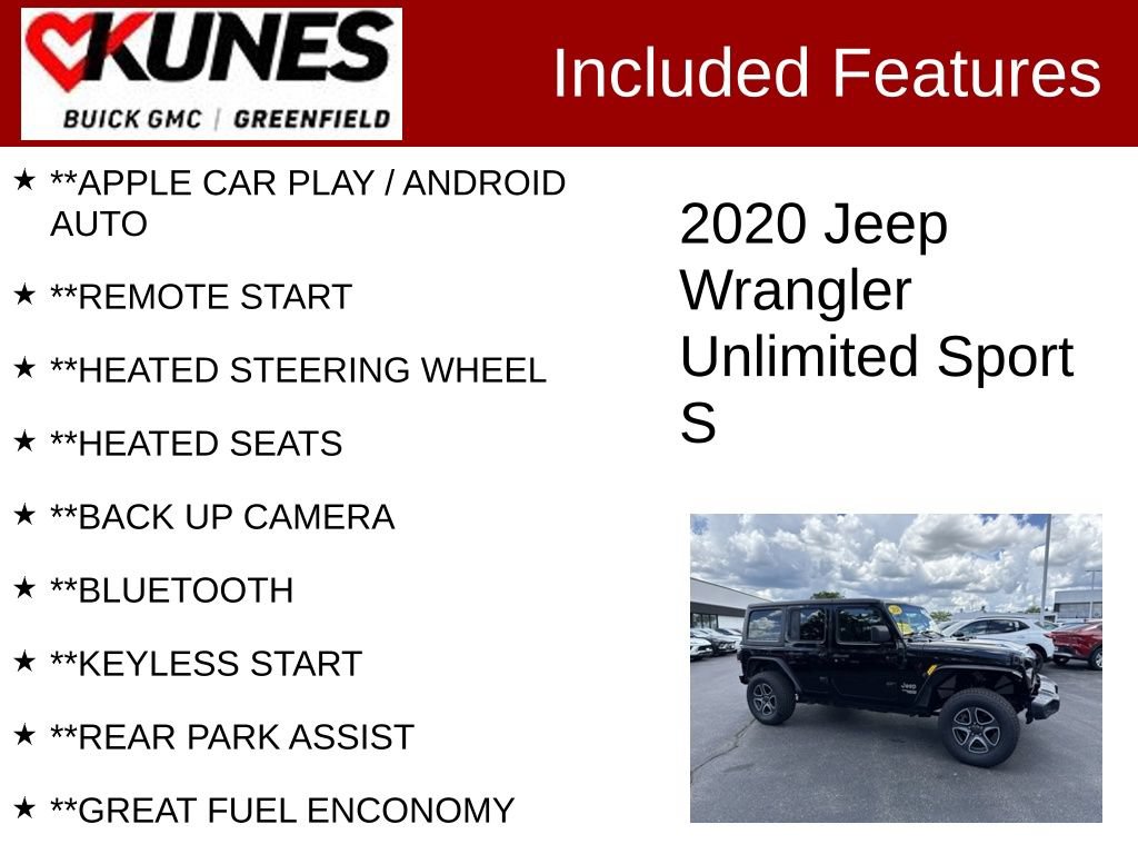 Used 2020 Jeep Wrangler Unlimited Sport S AWD/4WD image 2