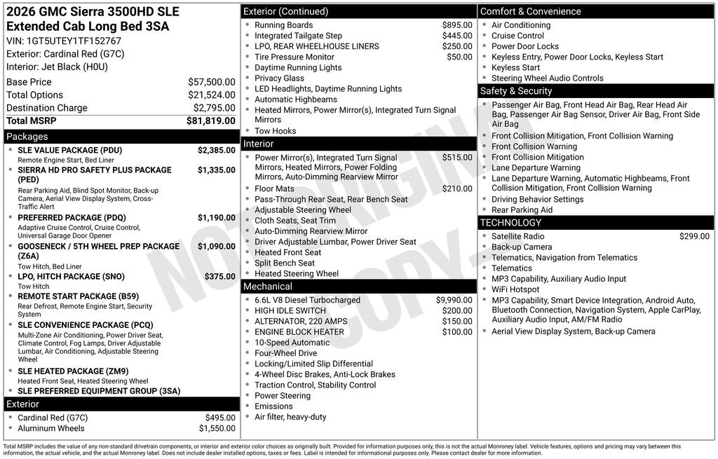 New 2026 GMC Sierra 3500 SLE w/ SLE Value Package AWD/4WD image 27
