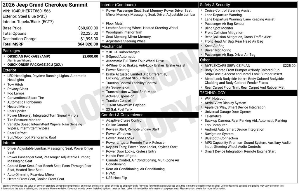 New 2026 Jeep Grand Cherokee Summit w/ Obsidian Package AWD/4WD image 36
