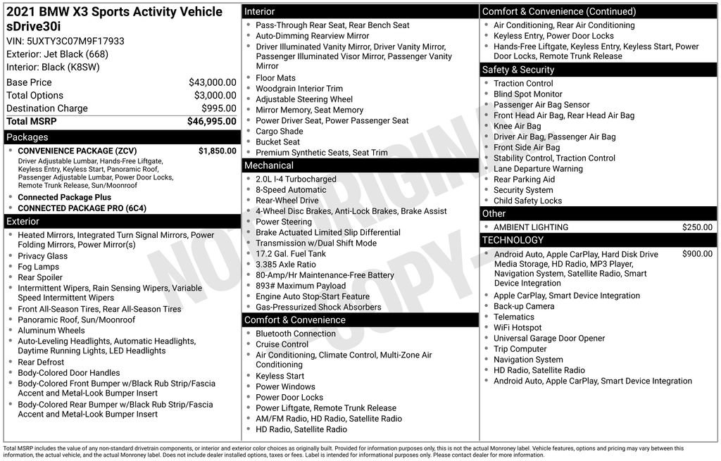 Used 2021 BMW X3 sDrive30i w/ Convenience Package image 7