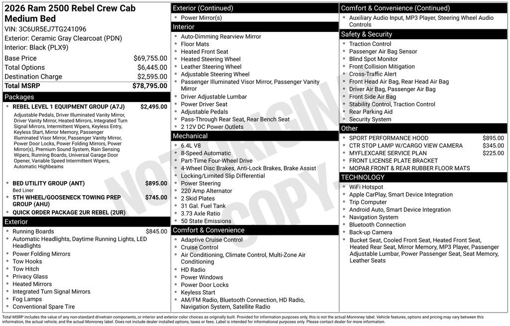 New 2026 RAM 2500 Rebel w/ Rebel Level 1 Equipment Group AWD/4WD image 3