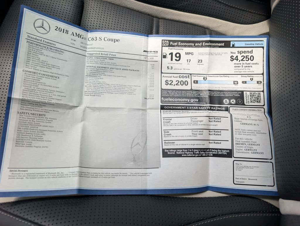 Used 2018 Mercedes-Benz C 63 AMG S image 9