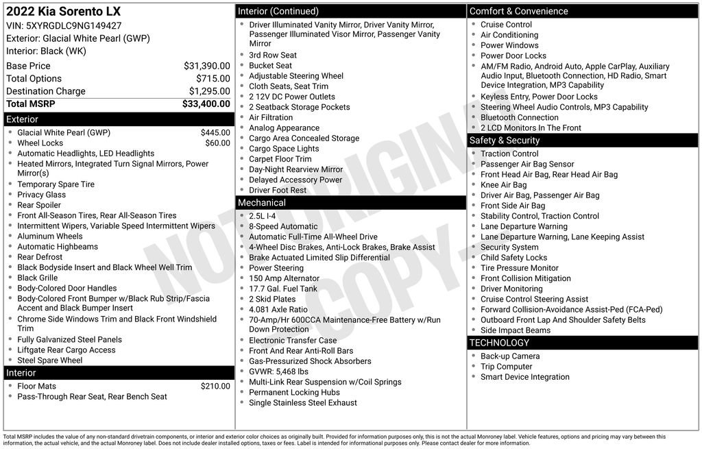 Used 2022 Kia Sorento LX image 6