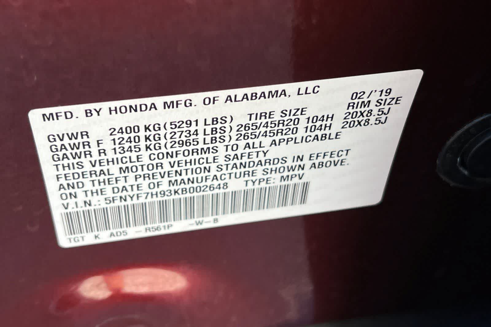 Used 2019 Honda Passport Touring image 37