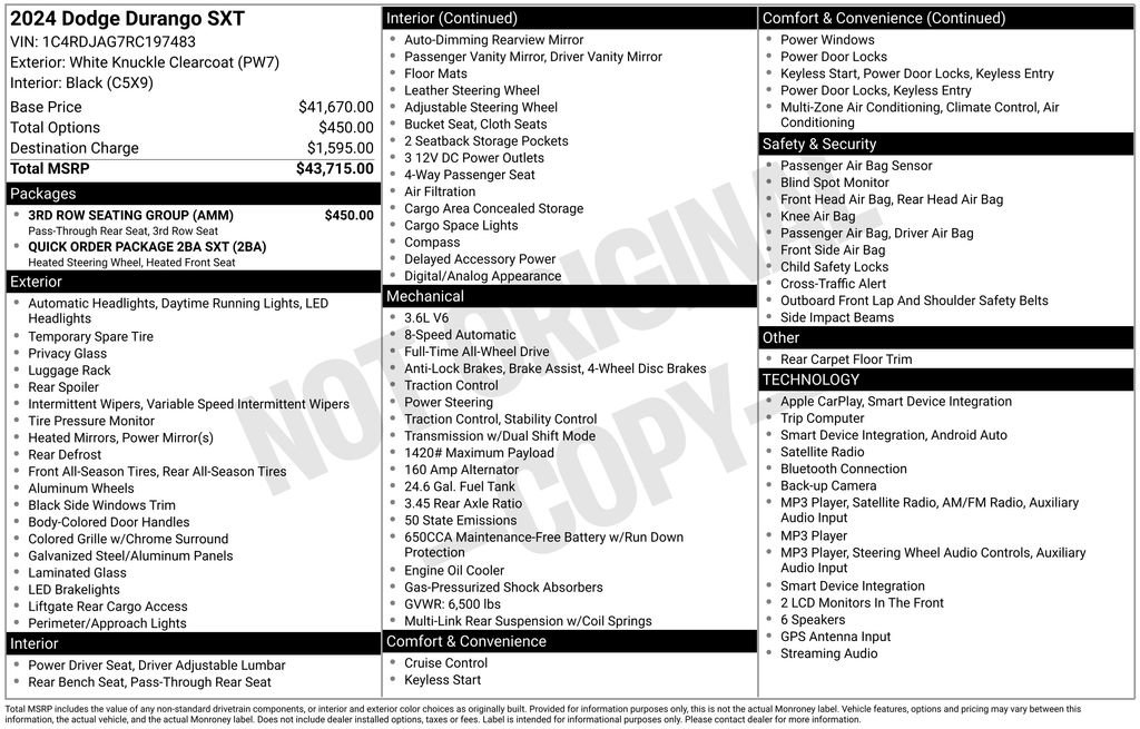 Used 2024 Dodge Durango SXT w/ 3rd Row Seating Group AWD/4WD image 34