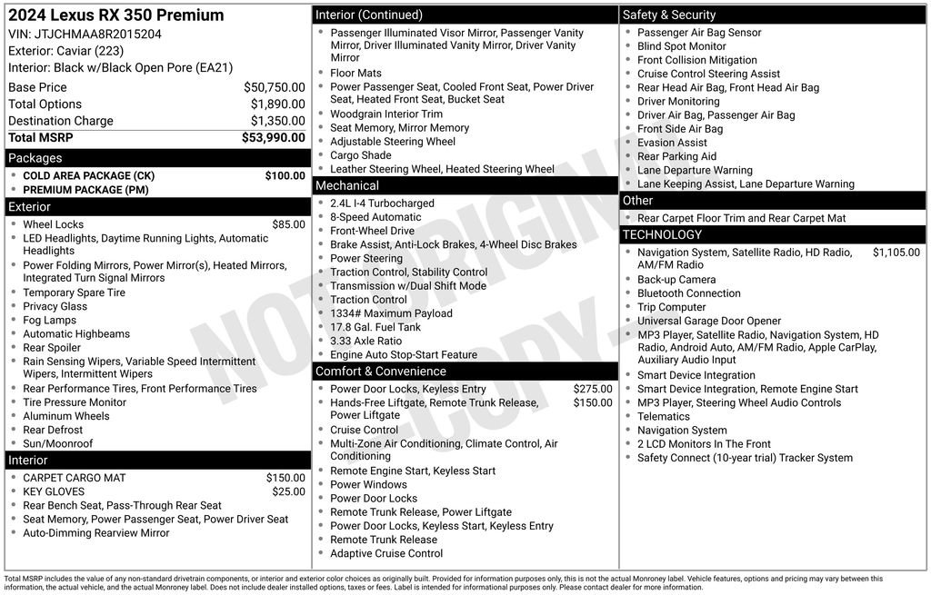 Used 2024 Lexus RX 350 Premium w/ Cold Area Package FWD image 37