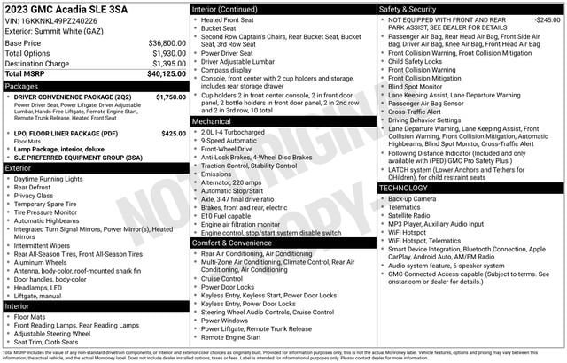 Used 2023 GMC Acadia SLE w/ Driver Convenience Package FWD image 4