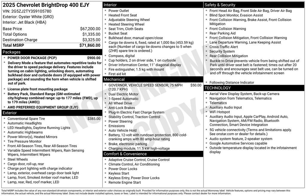 New 2025 Chevrolet Brightdrop 400 w/ Power Door Package AWD/4WD image 2