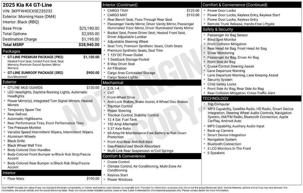 Used 2025 Kia K4 EX w/ GT-Line Premium Package FWD image 4