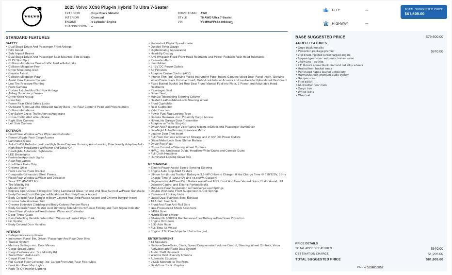 Used 2025 Volvo XC90 T8 Ultra w/ Protection Package Premier image 5