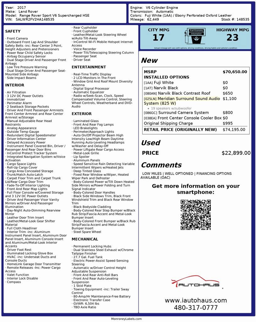 Used 2017 Land Rover Range Rover Sport HSE image 2