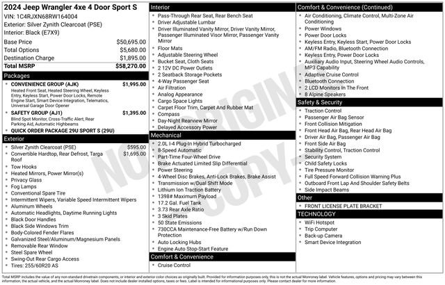 Used 2024 Jeep Wrangler Sport S 4xe w/ Convenience Group image 35