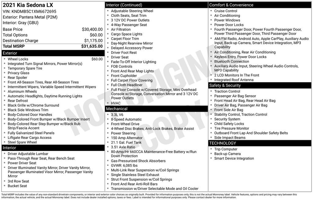 Used 2021 Kia Sedona LX image 17