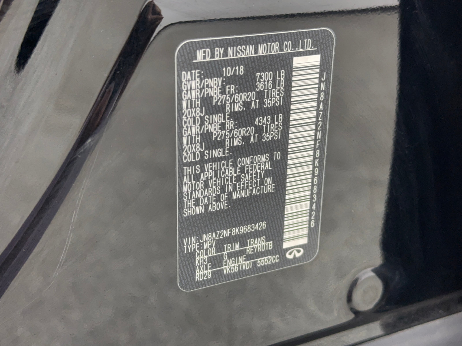 Used 2019 INFINITI QX80 Luxe w/ Proassist Package RWD image 55