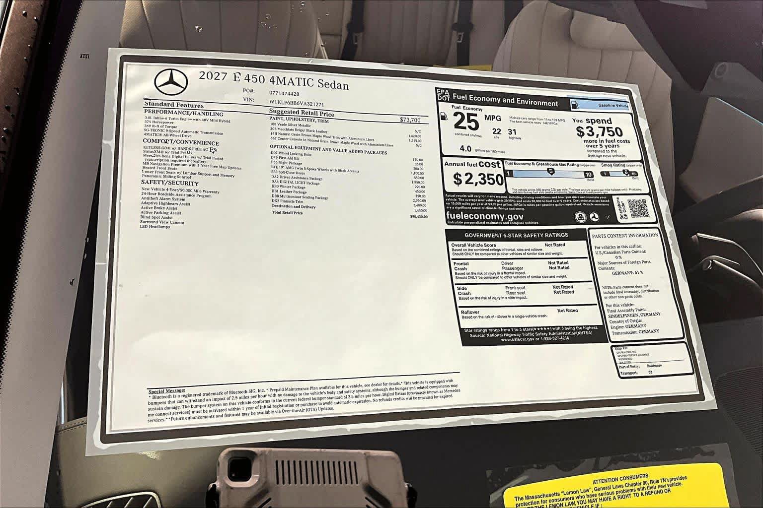 New 2027 Mercedes-Benz E 450 4MATIC Sedan image 18