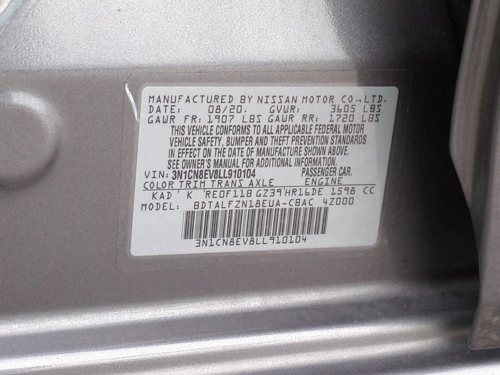 Certified 2020 Nissan Versa SV FWD image 21