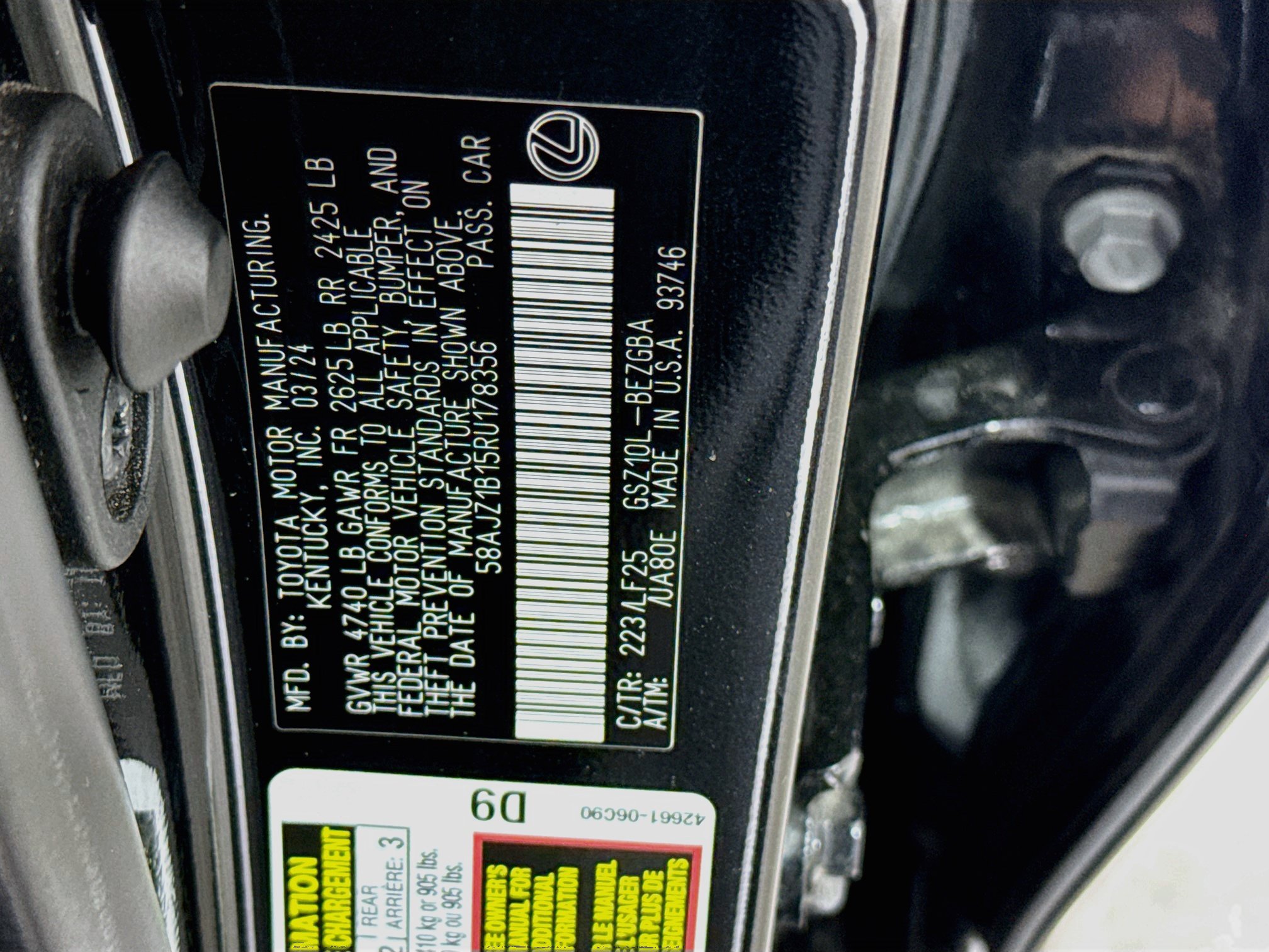 Certified 2024 Lexus ES 350 F Sport FWD image 31