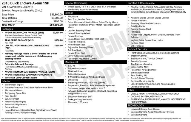 Used 2018 Buick Enclave Avenir w/ Avenir Technology Package image 10