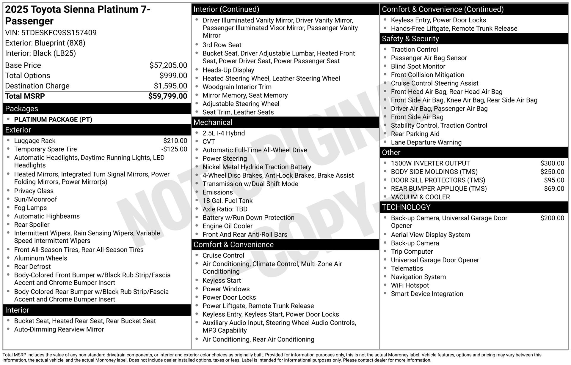 Used 2025 Toyota Sienna Platinum AWD/4WD image 4
