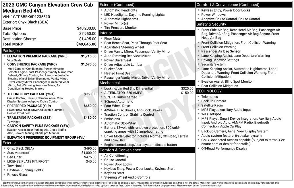 Used 2023 GMC Canyon Elevation w/ Elevation Premium Package AWD/4WD image 23