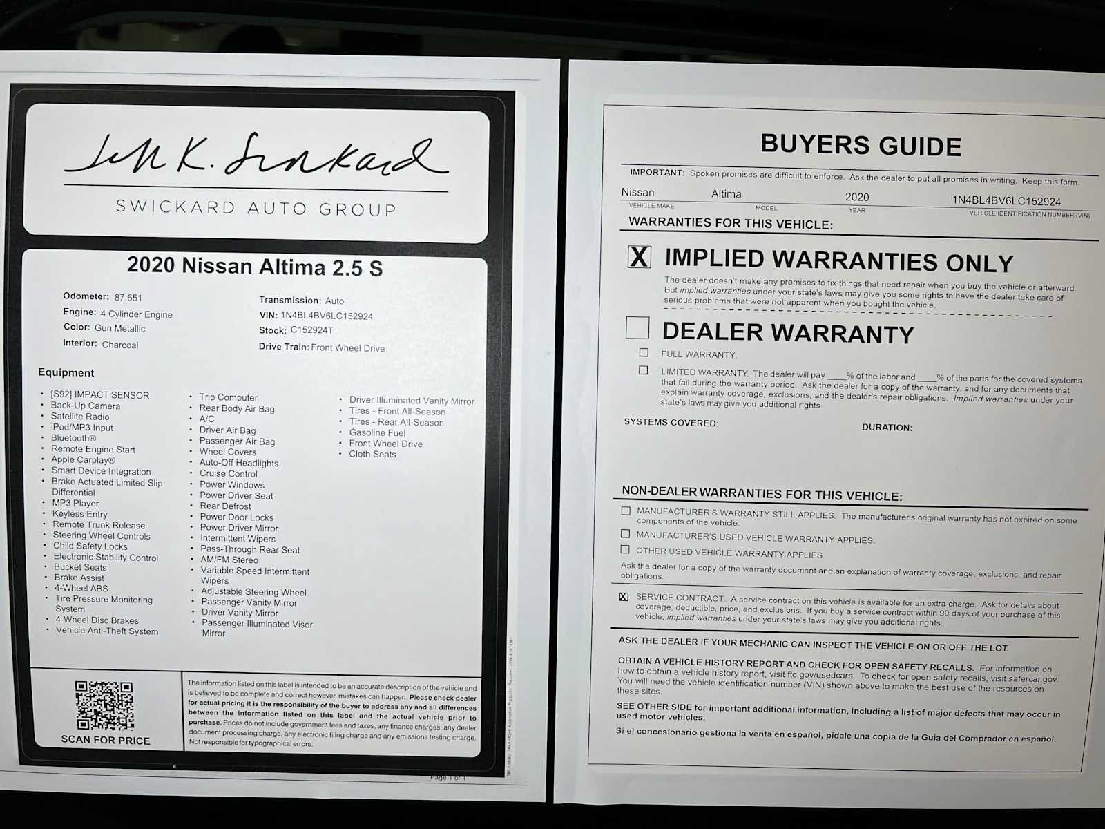 Used 2020 Nissan Altima 2.5 S FWD image 39