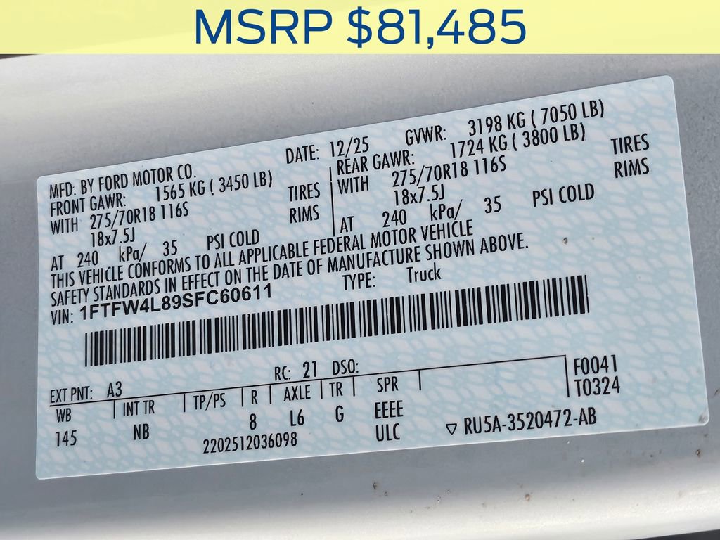 New 2025 Ford F150 Tremor w/ Equipment Group 402A High AWD/4WD image 40