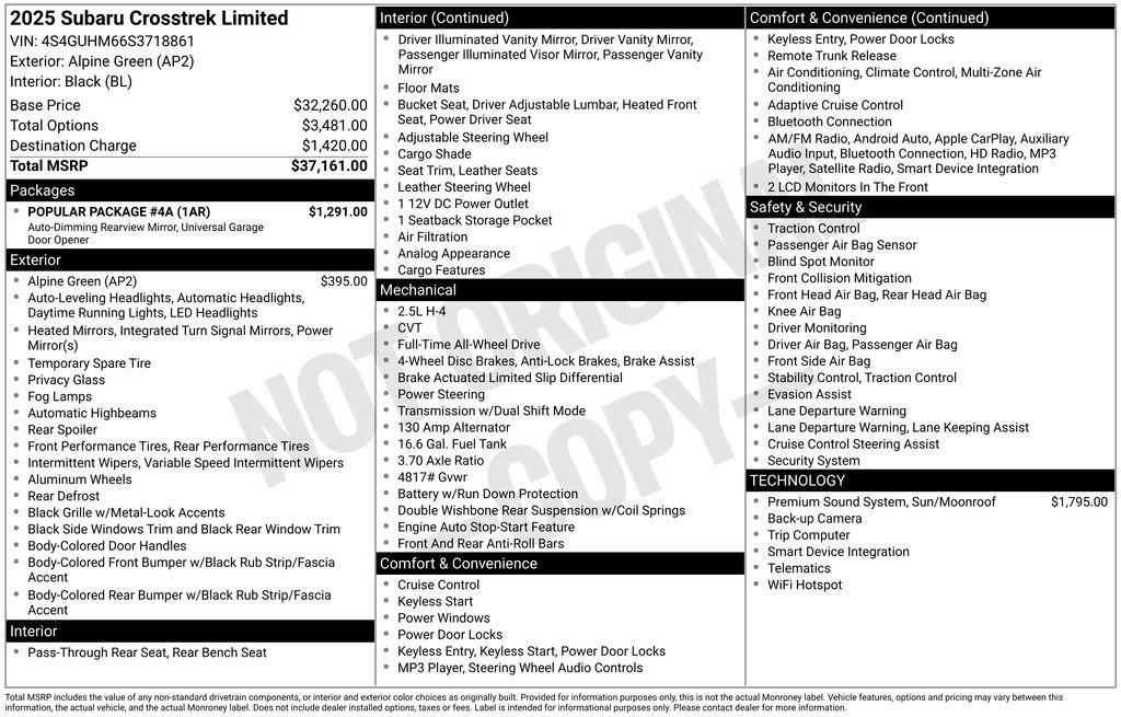Certified 2025 Subaru Crosstrek 2.5i Limited w/ Popular Package #4A image 27