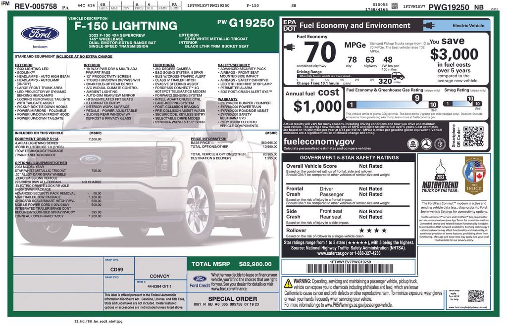 Used 2023 Ford F150 Lightning Lariat w/ Equipment Group 511A High image 2