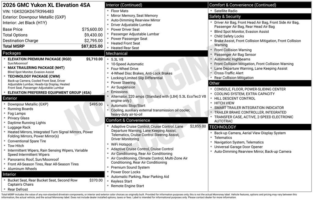 New 2026 GMC Yukon XL Elevation w/ Elevation Premium Package AWD/4WD image 5
