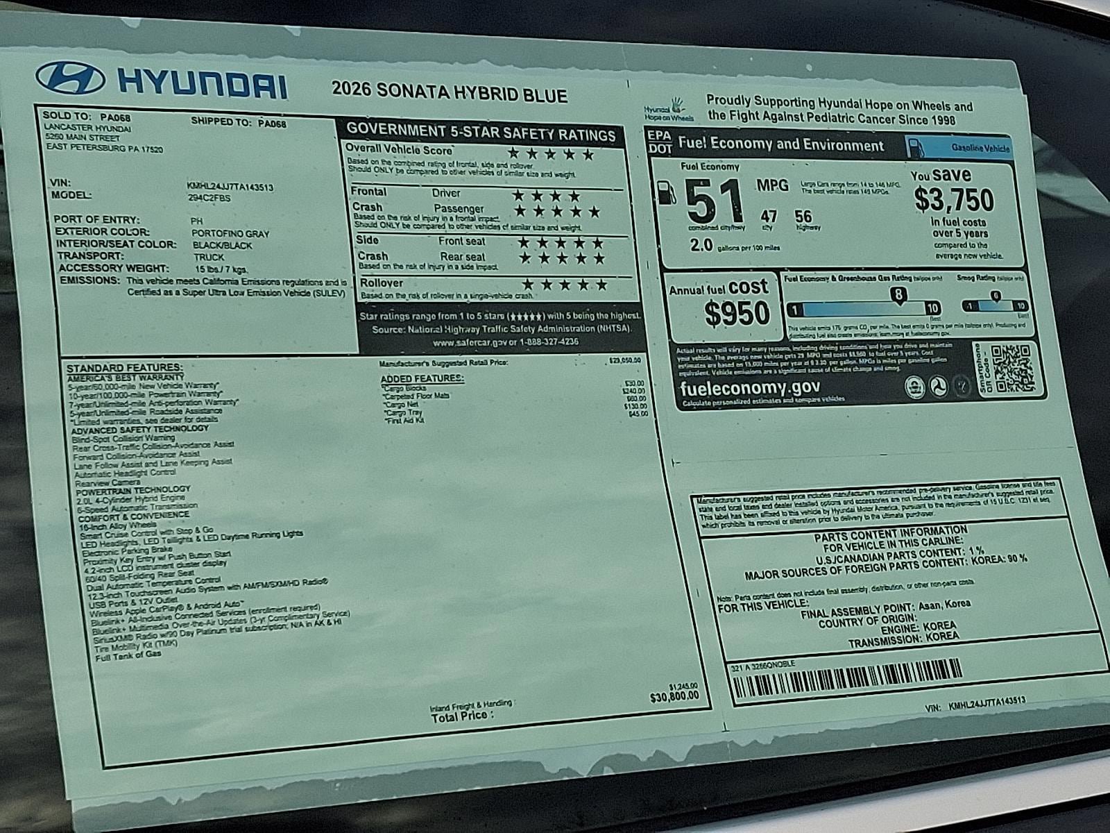 New 2026 Hyundai Sonata Blue image 14