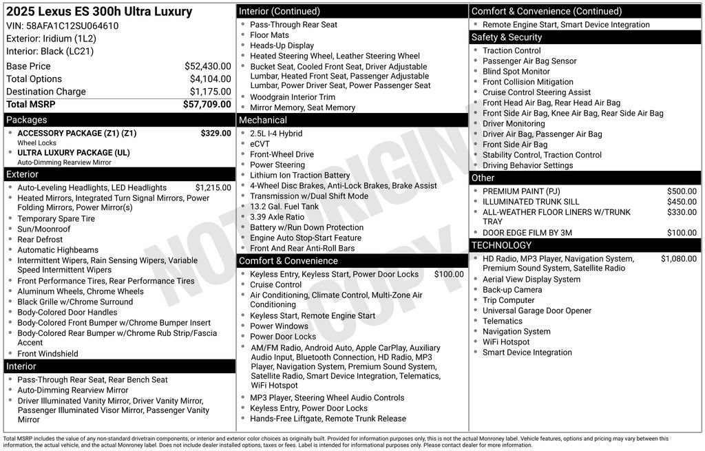 Used 2025 Lexus ES 300h Ultra Luxury w/ Accessory Package (Z1) image 29
