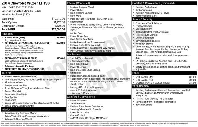 Used 2014 Chevrolet Cruze LT w/ RS Package image 27